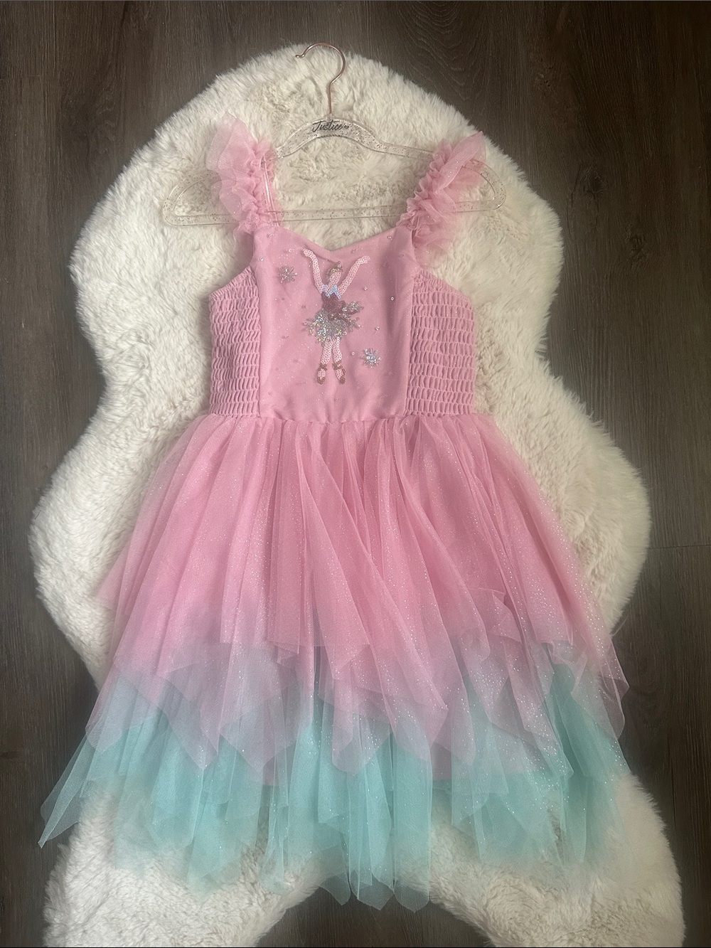 Zunie Pink & Aqua Tulle Ballerina Dress 6X